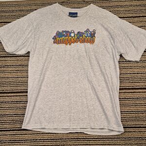 MUPPET SHOW Jim Henson Cotton Blend‎ Grey Mens Large Short Sleeve T Shirt Y2K